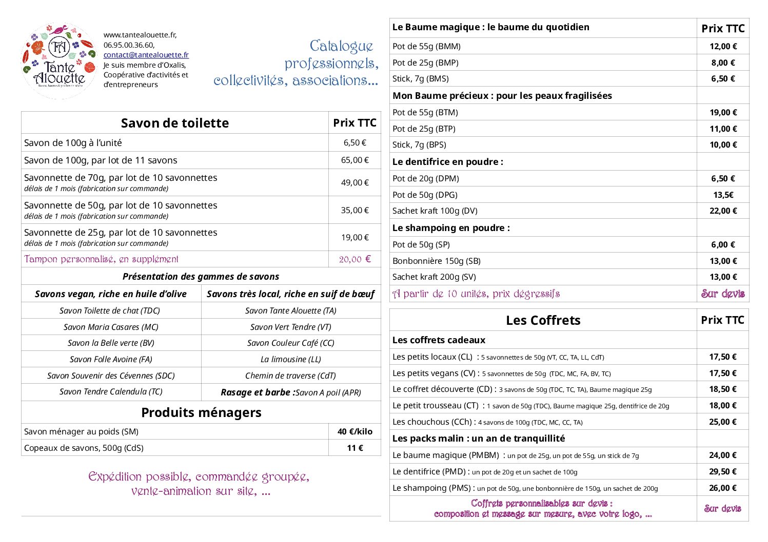 Catalogue professionnels, collectivités et associations (PDF)